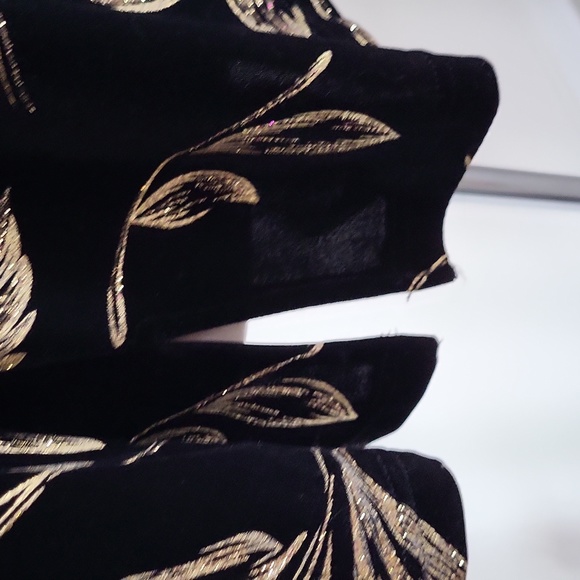 Women's Evening Dress Jacket Black Velvet Gold Floral Size 18W - Picture 6 of 8